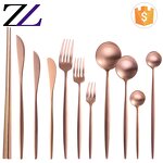 Flatware Set Supplier - Matte Copper Rose Gold Plated Cutlery