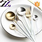 Cutlery Set Supplier - 304 Gold Plated White Handle Bulk Flatware