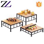Buffet Food Stand Manufacturer - Stainless Steel 3 Tier Wooden Cupcake