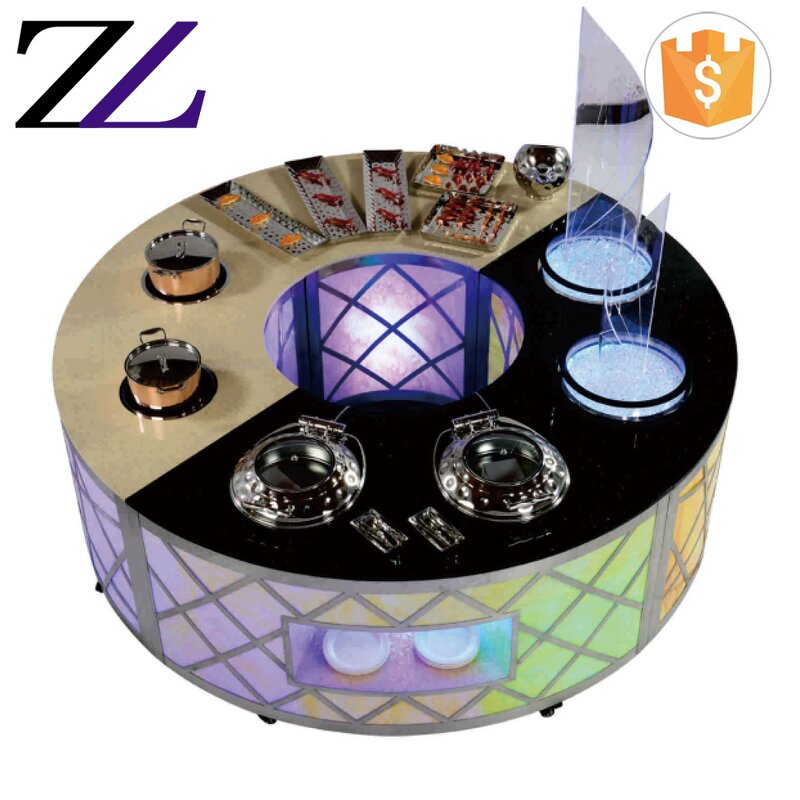 Dining Table Set Supplier - Round Marble with Wheels Led Lights Induction
