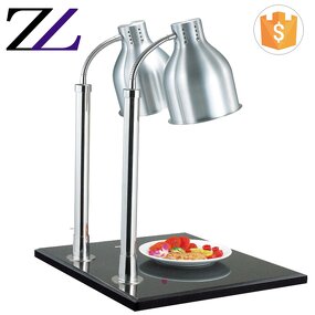 Food Warmer Heat Lamp Factory - 2 Heads Stainless Steel Marble Base