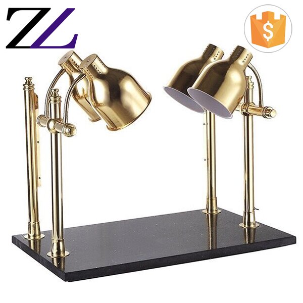 Buffet Lamp Manufacturer - Brass Marble Base Gold Shade Bain Marie