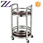 Serving Cart Manufacturer - Round Gold Wooden Wheels Solid Wood Trolley