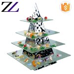 Dessert Buffet Stand Manufacturer - Triangle Pyramid 4 Tiers Glass Platters