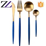 Flatware Set Manufacturer - Matte Antique Brass Blue Handle Cutlery