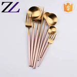 Cutlery Set Supplier - Colorful Matte Gold Plated Pink Handle Set