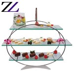 Dessert Display Stand Factory - Rectangular Glass 3 Tier Serving Platter