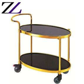 Food Trolley Supplier - Gold Liquor Wine Tea Water Bottle Service Cart