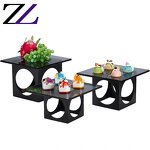 Cake Stand Manufacturer - Metal 3 Tier Acrylic Platters Black Base