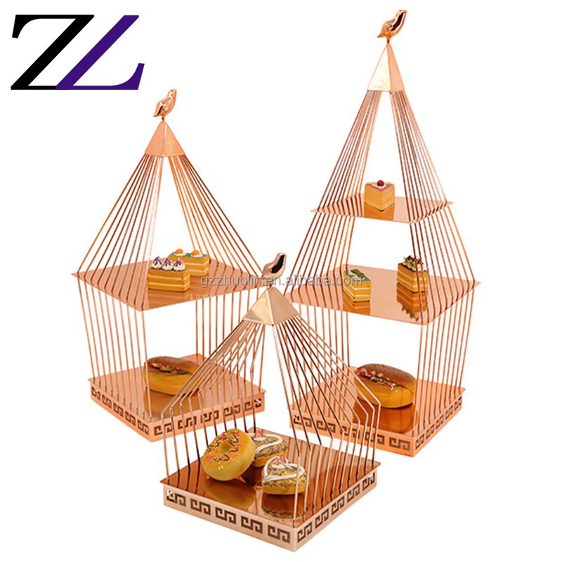 Cake Stand Factory - Copper Metal Birdcage Hanger Wedding Gold