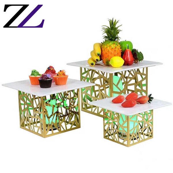 Buffet Display Rack Supplier - LED Acrylic Gold Ceramic Cupcake Stand
