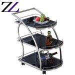 Coffee Tea Trolley Supplier - 3-tier Gold Stainless Steel Service Cart