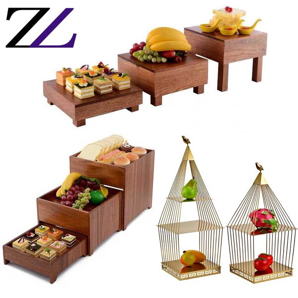 Wooden Buffet Stand Factory - Saudi Arabic 3 Tier Cake Buffet Raiser