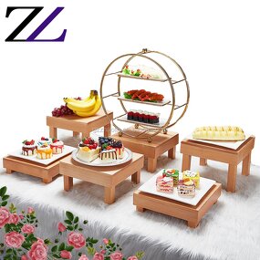 Wooden Buffet Stand Supplier - Beech Wooden Elevation Serving Risers Set