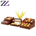 Buffet Cabinet Supplier - Natural Wood 4 Layers Rectangle Counter Stand