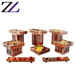 Buffet Cabinet Supplier - Natural Wood 4 Layers Rectangle Counter Stand
