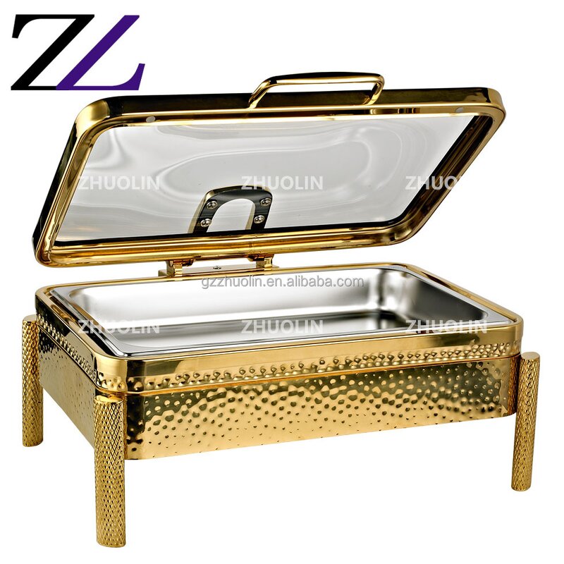 Chafing Dish Manufacturer - 9L Luxury Gold Hammered Buffet Set