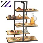 Cake Stand Supplier - 5 Layers Wood Black Vintage Metal Tabletop