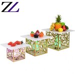 Buffet Display Rack Supplier - LED Acrylic Gold Ceramic Cupcake Stand