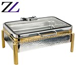 Chafing Dish Manufacturer - Induction-Friendly Gold Fancy Hammered Set
