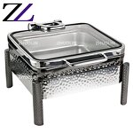 Chafing Dish Manufacturer - Black Silver Induction 6L Square Glass Lid