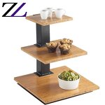 Food Display Stand Manufacturer - Walnut Wood 2 Tier Shelf with Cover