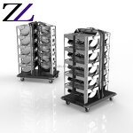 Food Warmer Trolley Manufacturer - Wooden Electric Round Chafing Dish Cart