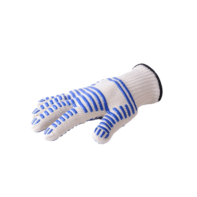 BBQ Gloves Manufacturer - Blue Non-slip Silicone Coated High Temperature