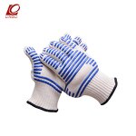 BBQ Gloves Manufacturer - Blue Non-slip Silicone Coated High Temperature