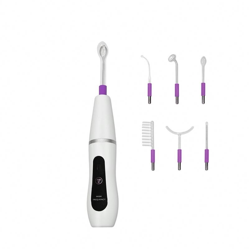 Portable High Frequency Anti-Aging Facial Wand Handheld ABS Beauty Machine LED Indicator for Skin Therapy Purple Wand