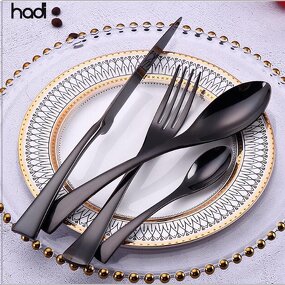 Flatware Set Manufacturer - Matte Black Baroque 304 Stainless Steel Set