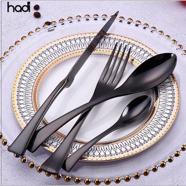 Flatware Set Manufacturer - Matte Black Baroque 304 Stainless Steel Set