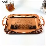 Serving Tray Manufacturer - Arabic Copper Brass Rose Gold Luxury Tray