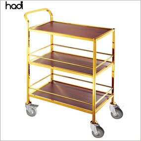 Food Trolley Cart Manufacturer - Wholesale 3-Tier Luxury Wooden Cart