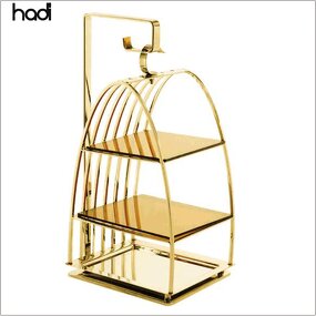 Cake Stand Manufacturer - Unique 3 Tiered Gold Cupcake Birdcage Stand