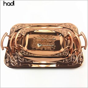 Serving Tray Manufacturer - Arabic Copper Brass Rose Gold Luxury Tray