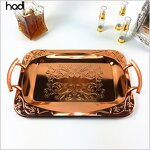 Serving Tray Manufacturer - Arabic Copper Brass Rose Gold Luxury Tray