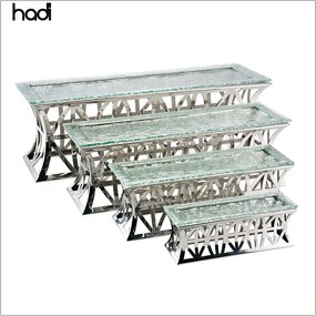 Buffet Riser Manufacturer - Modern Glass Top Elevation Display Stand