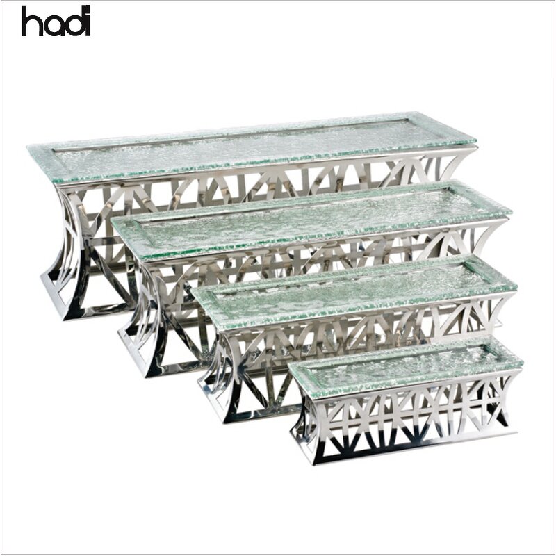 Buffet Riser Manufacturer - Modern Glass Top Elevation Display Stand