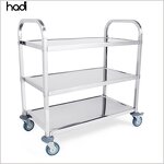 Serving Trolley Manufacturer - Foldable Stainless Steel 3 Tier Trolley