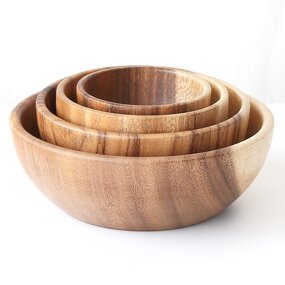 Salad Bowl Manufacturer - Dubai Antique Acacia Wood Tripod Salad Bowl