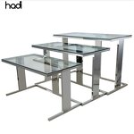 Buffet Table Manufacturer - Wedding Rectangular Black Tempered Glass Top
