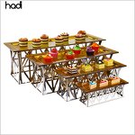 Buffet Riser Manufacturer - Modern Glass Top Elevation Display Stand