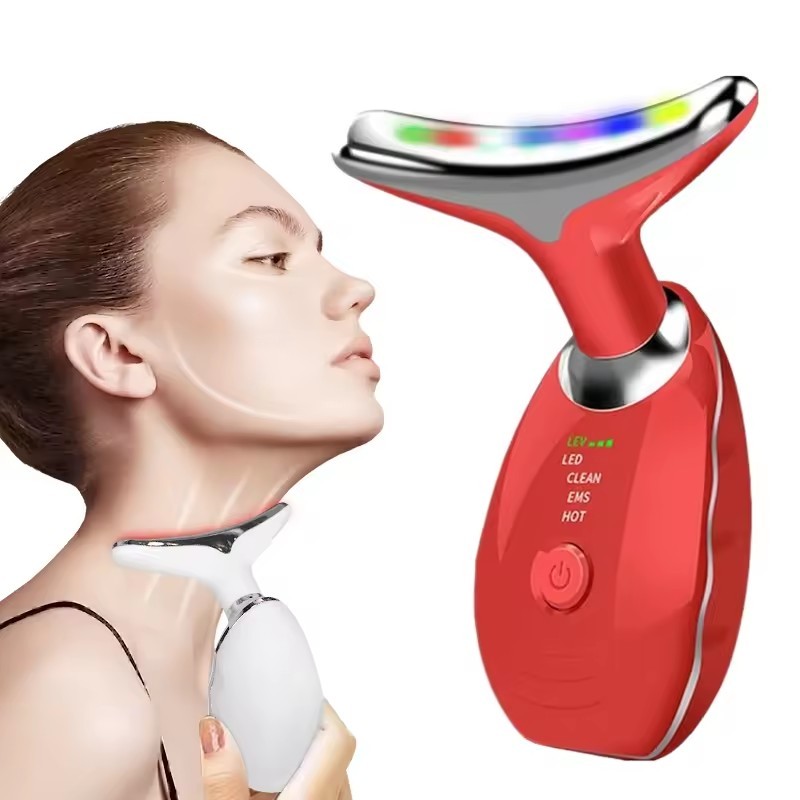 Electric Ems Neck Lifting Anti Aging Wrinkle Massager Neck Facial Beauty Device Led Light V Shape Multifunction Beauty Device