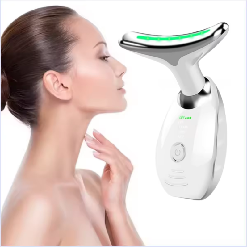 Neck Facial Beauty Device Colorful LED Photon Therapy Skin Tighten Reduce Double Chin Anti Wrinkle Remove Lifting Massager