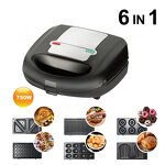 Waffle Maker Factory - Stainless Steel 6 in 1 Electric Grill Sandwich Maker