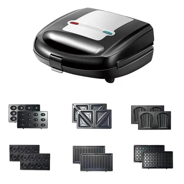 Waffle Maker Factory - Stainless Steel 6 in 1 Electric Grill Sandwich Maker