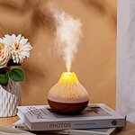 Flame Aroma Humidifier Factory - Wood Grain Volcanic 300ml 7 Color Night Light