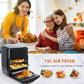 LCD Air Fryer Factory - 15L 1700W Plastic Electric Oil-Free Toaster