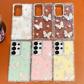 Bling Phone Case Factory - Saiboro Pearl Butterfly Glitter TPU+IMD Shockproof
